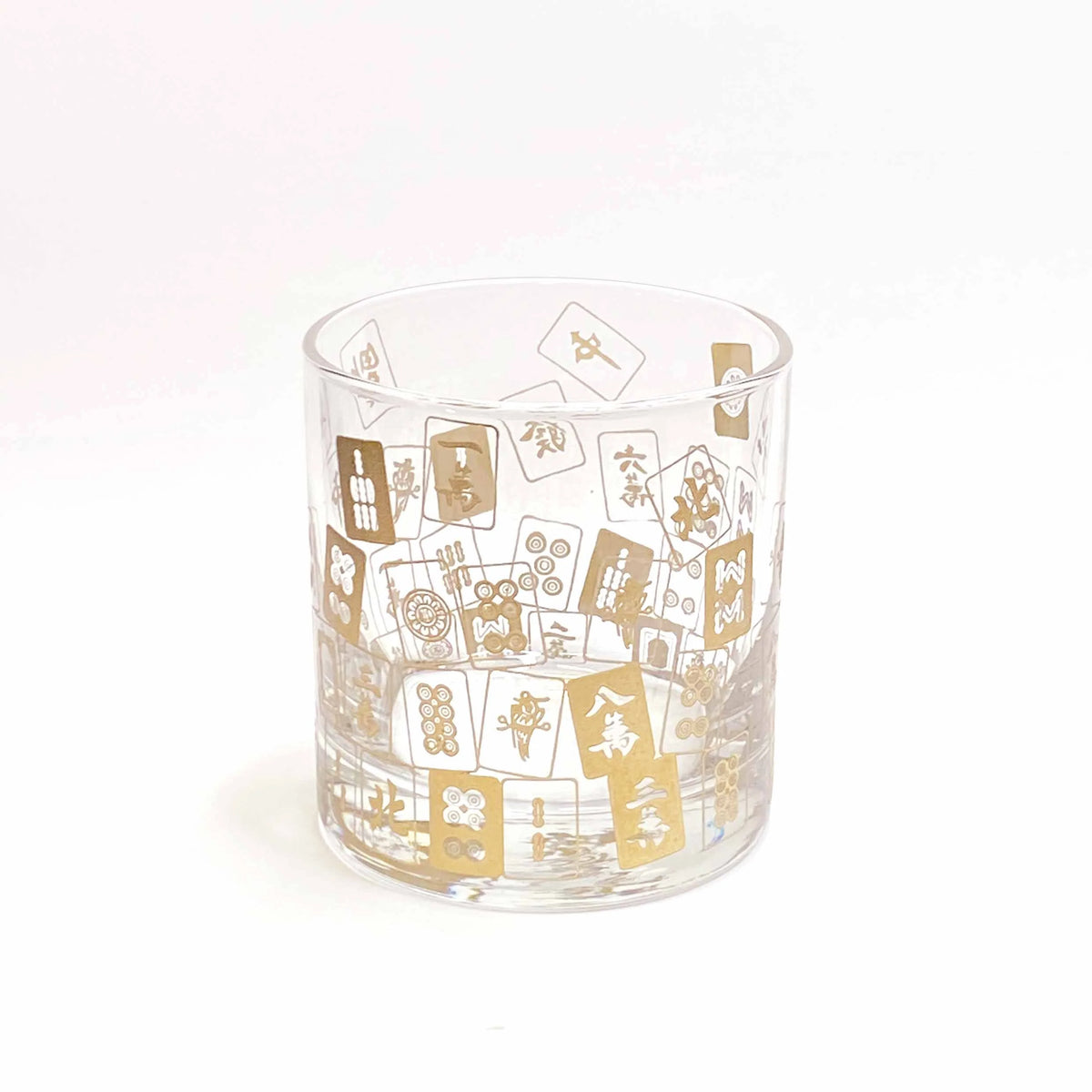 Gold Mahjong Etched Whiskey Glass (Set of 2)