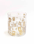 Gold Mahjong Etched Whiskey Glass (Set of 2)