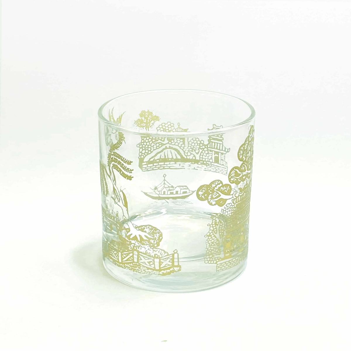 Gold Willow Etched Whiskey Glass (Set of 2)