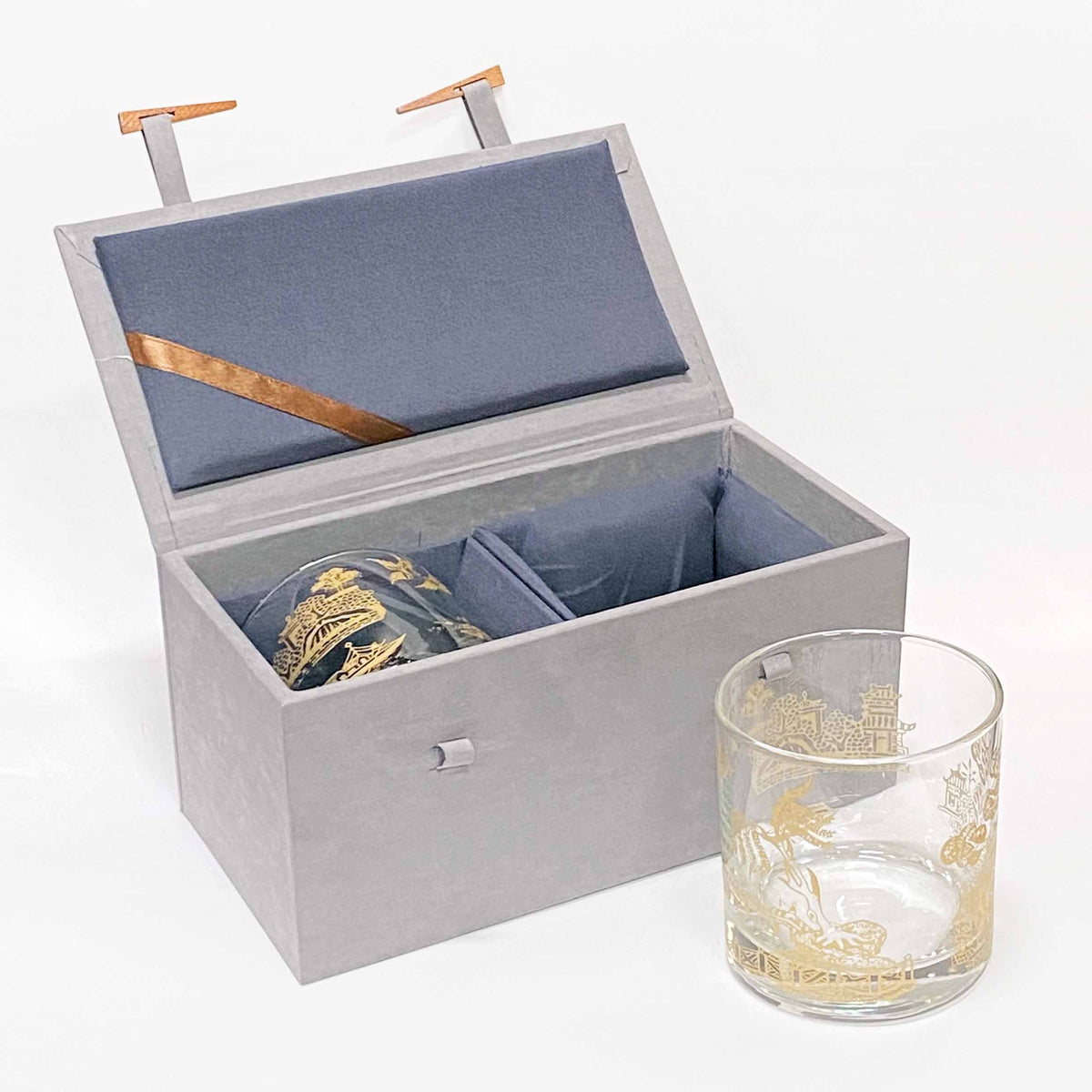 Gold Willow Etched Whiskey Glass (Set of 2)