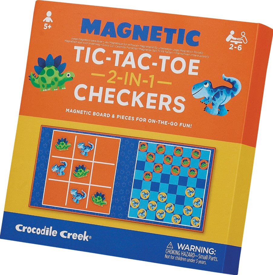 Tic Tac Toe &amp; Checkers Dino Magnetic Game