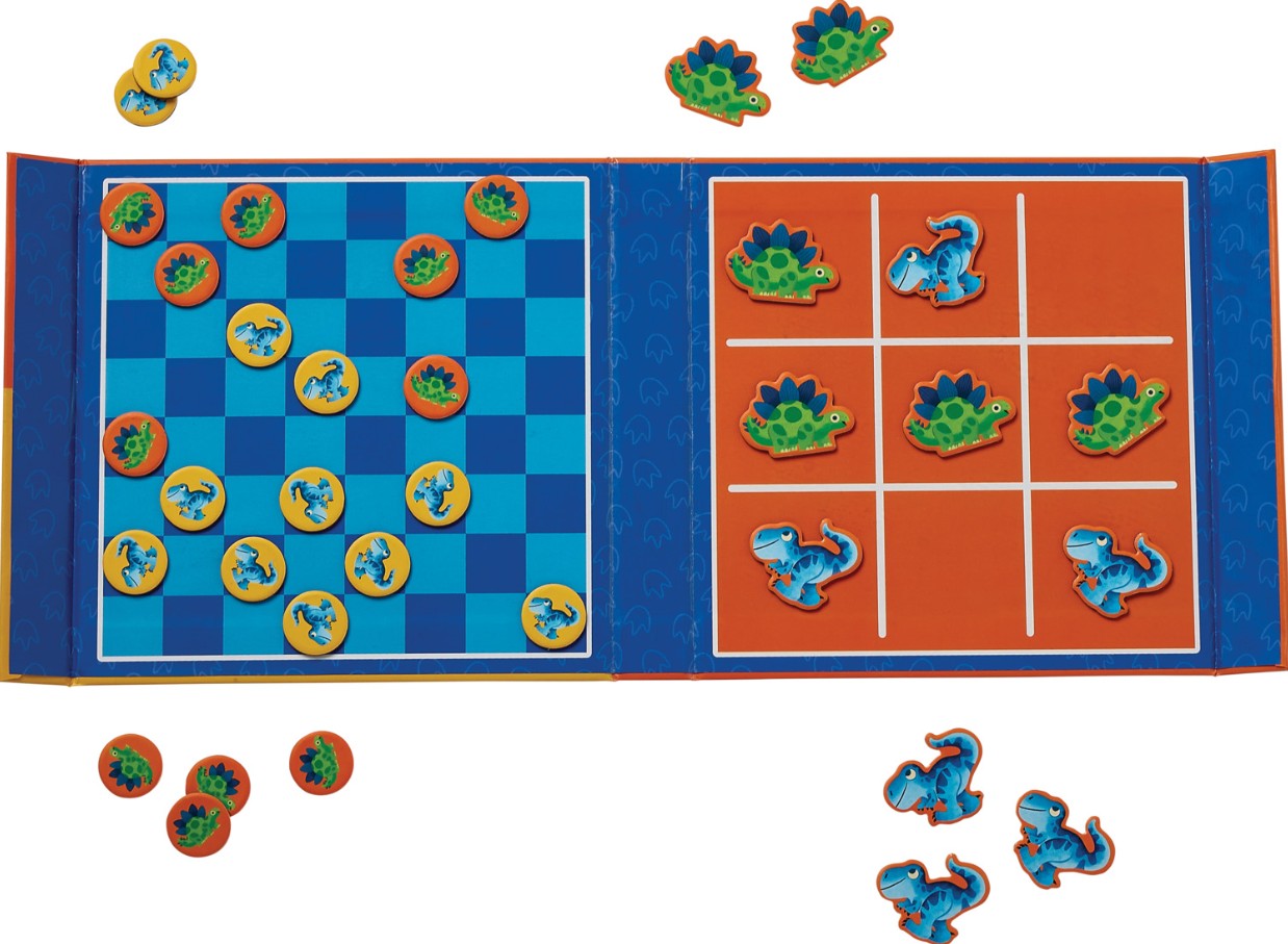 Tic Tac Toe &amp; Checkers Dino Magnetic Game