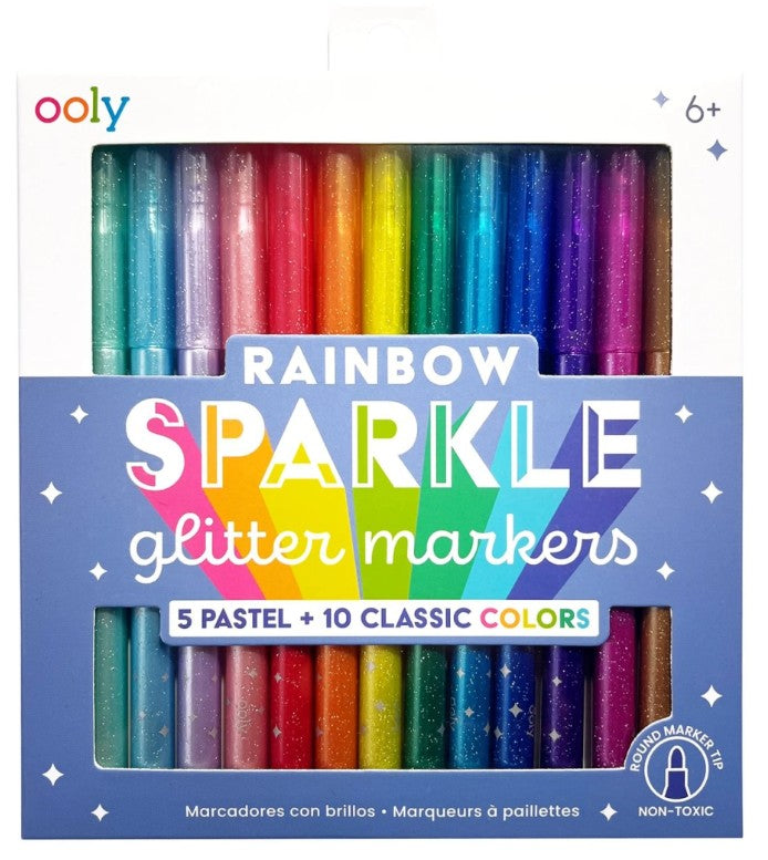 Rainbow Sparkle Glitter Markers - Set of 15 | Bookazine HK