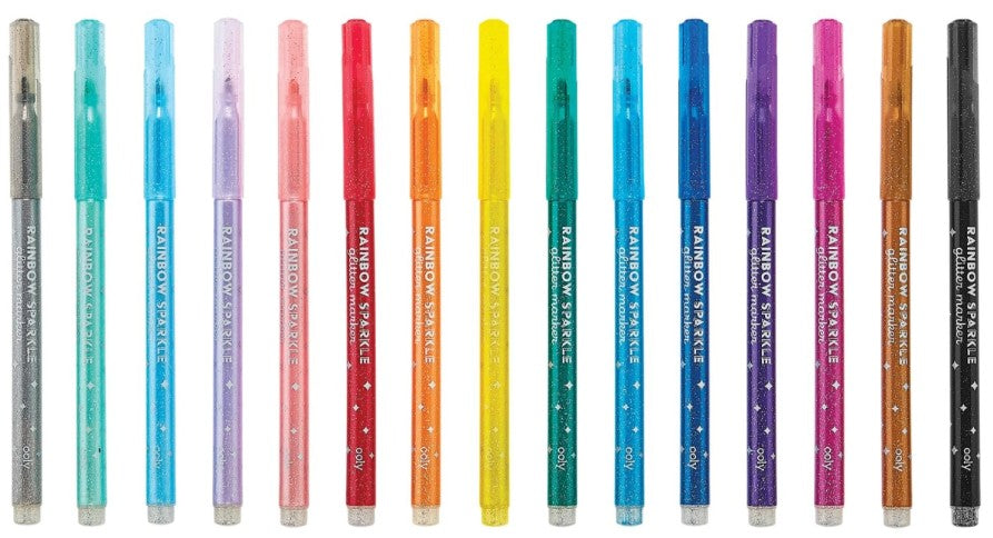 Rainbow Sparkle Glitter Markers - Set of 15 | Bookazine HK