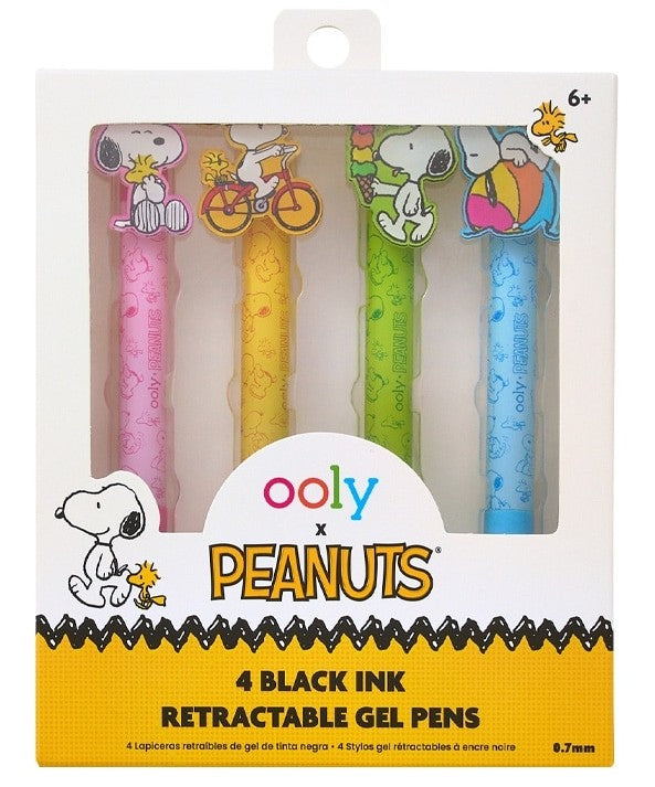 OOLY x Peanuts Black Ink Retractable Gel Pens - Set of 4