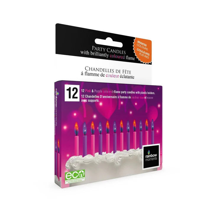 Pink &amp; Purple Colour Flame Candles Pack of 12 | Bookazine HK