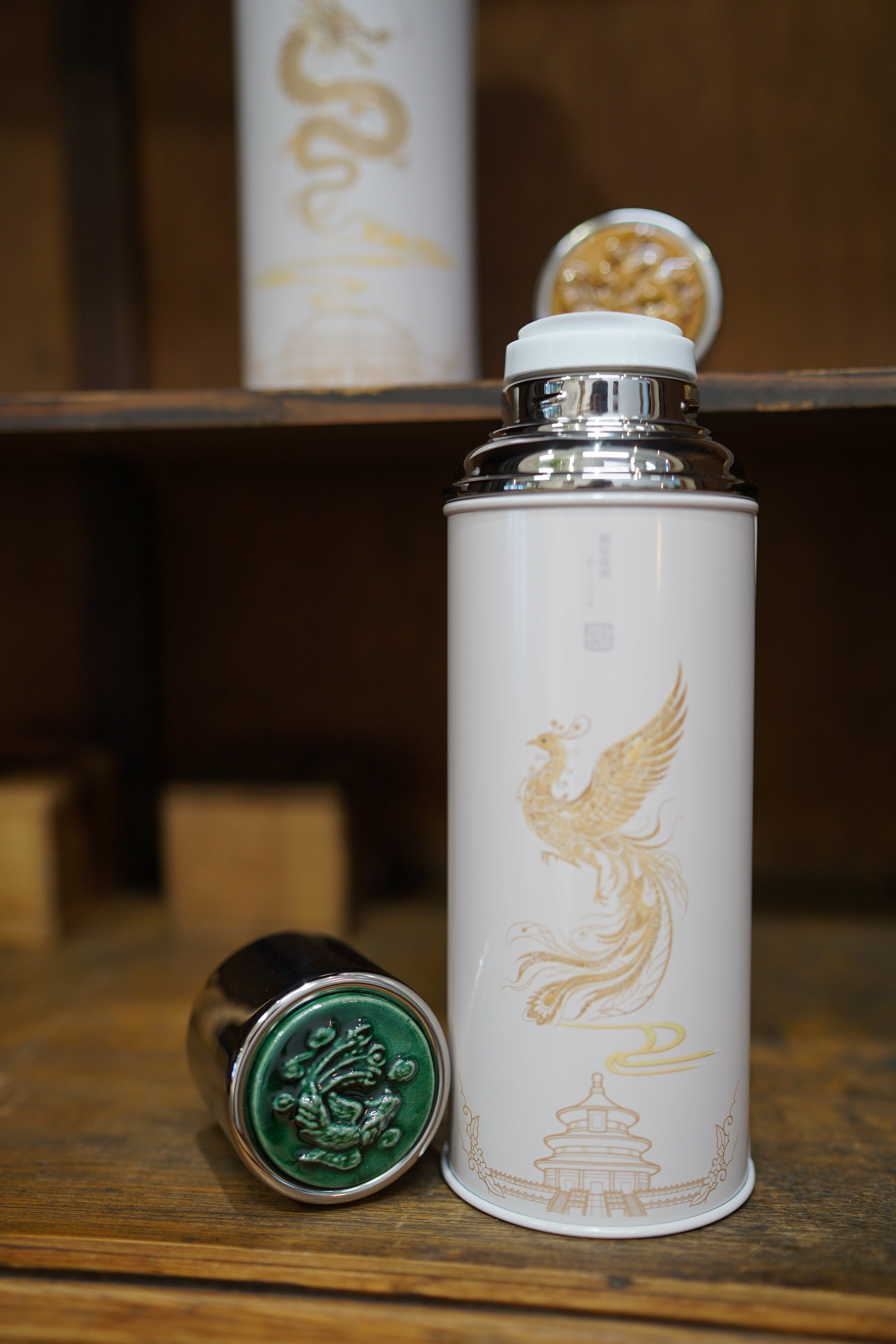 Glass Vacuum Flask - Phoenix With Colored Glaze Top 450Ml | Bookazine HK