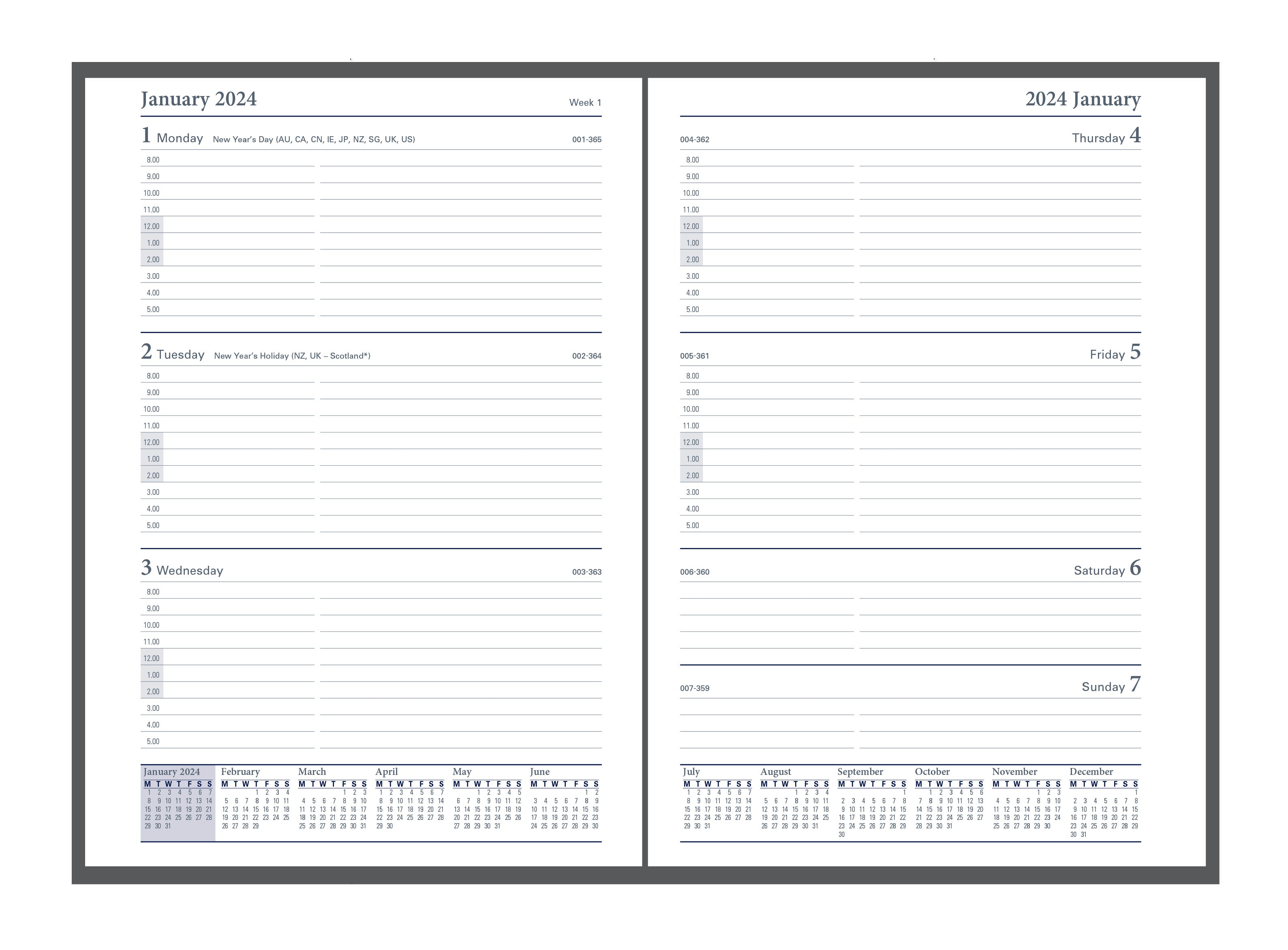 Compact Week-to-View Business Planner with Appointments