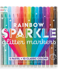 Rainbow Sparkle Glitter Markers Set of 15