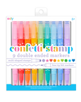 Confetti Stamp Double Ended Markers Set of 9