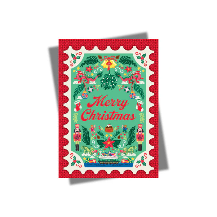 Charity Christmas Card Red Stamp (10 Pack) | Bookazine HK