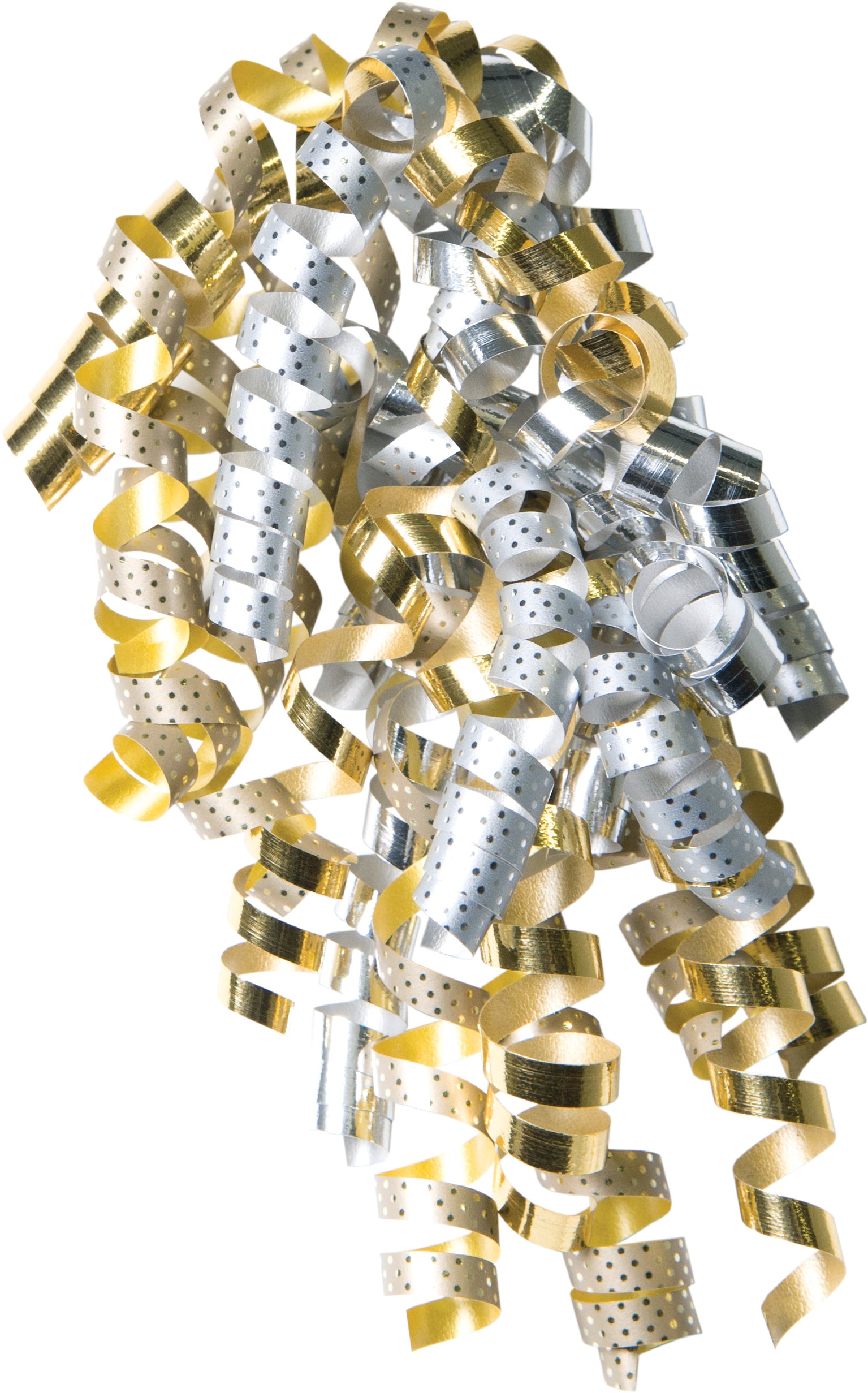 Swiss Dots Silver & Gold Mix Curly Ribbon Bow  | Bookazine HK