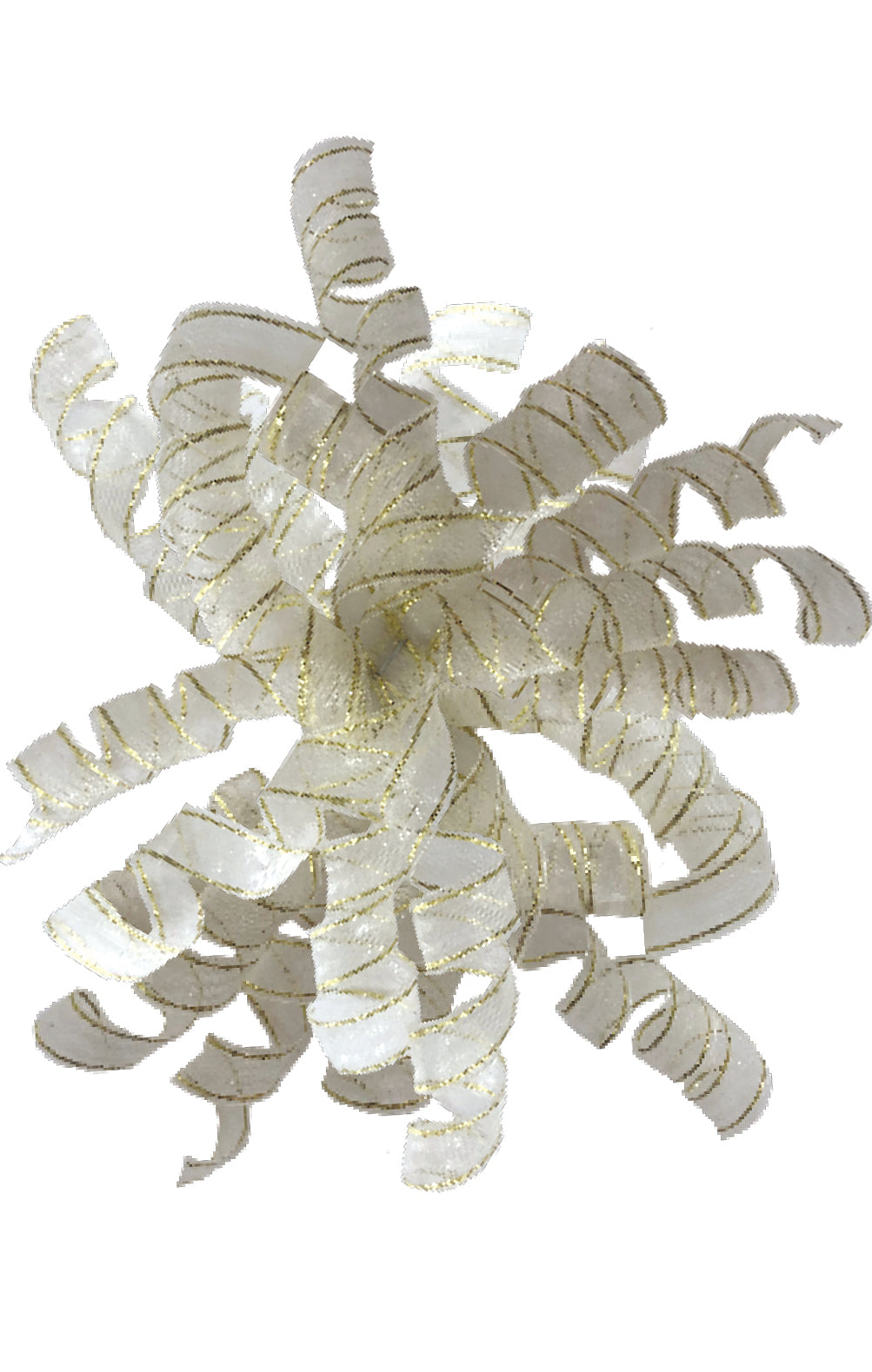 White & Gold Sheer Curly Ribbon | Bookazine HK