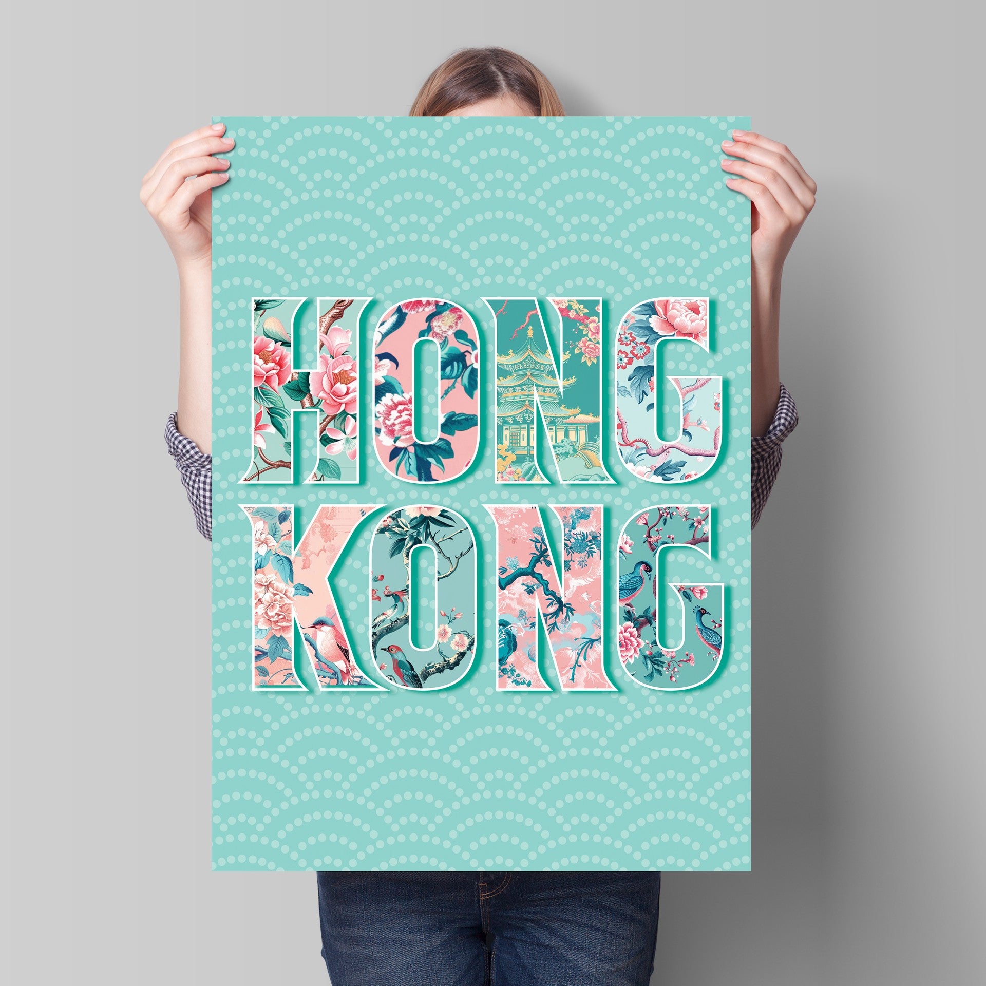 Aqua Pink Chinoserie Tea Towel  | Bookazine HK