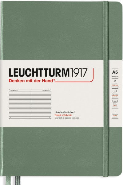 Olive Medium (A5) Ruled Hardcover Notebook