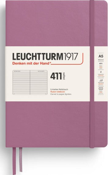 Dusty Rose Medium (A5) Ruled Notebook Hardcover 411 Numbered Pages | Bookazine HK
