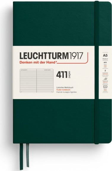 Forest Green Medium (A5) Ruled Notebook Hardcover 411 Numbered Pages | Bookazine HK