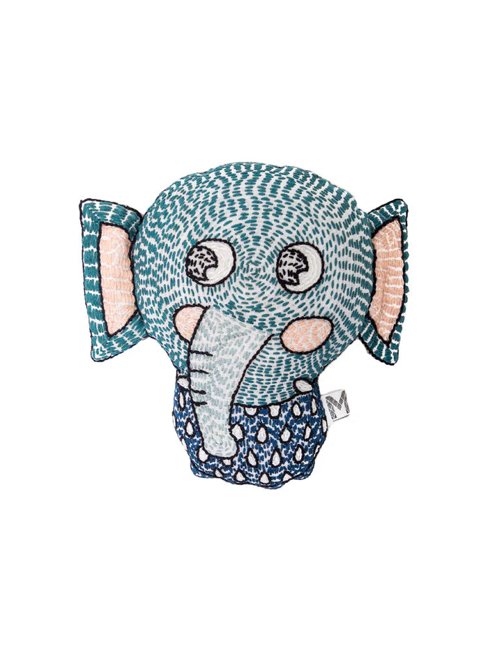 Hand Stitched Lovey Rattle - Elephant
