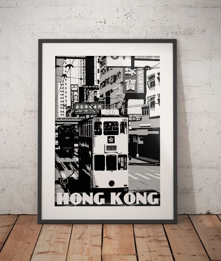 Hong Kong Tram Black & White Print | Bookazine HK