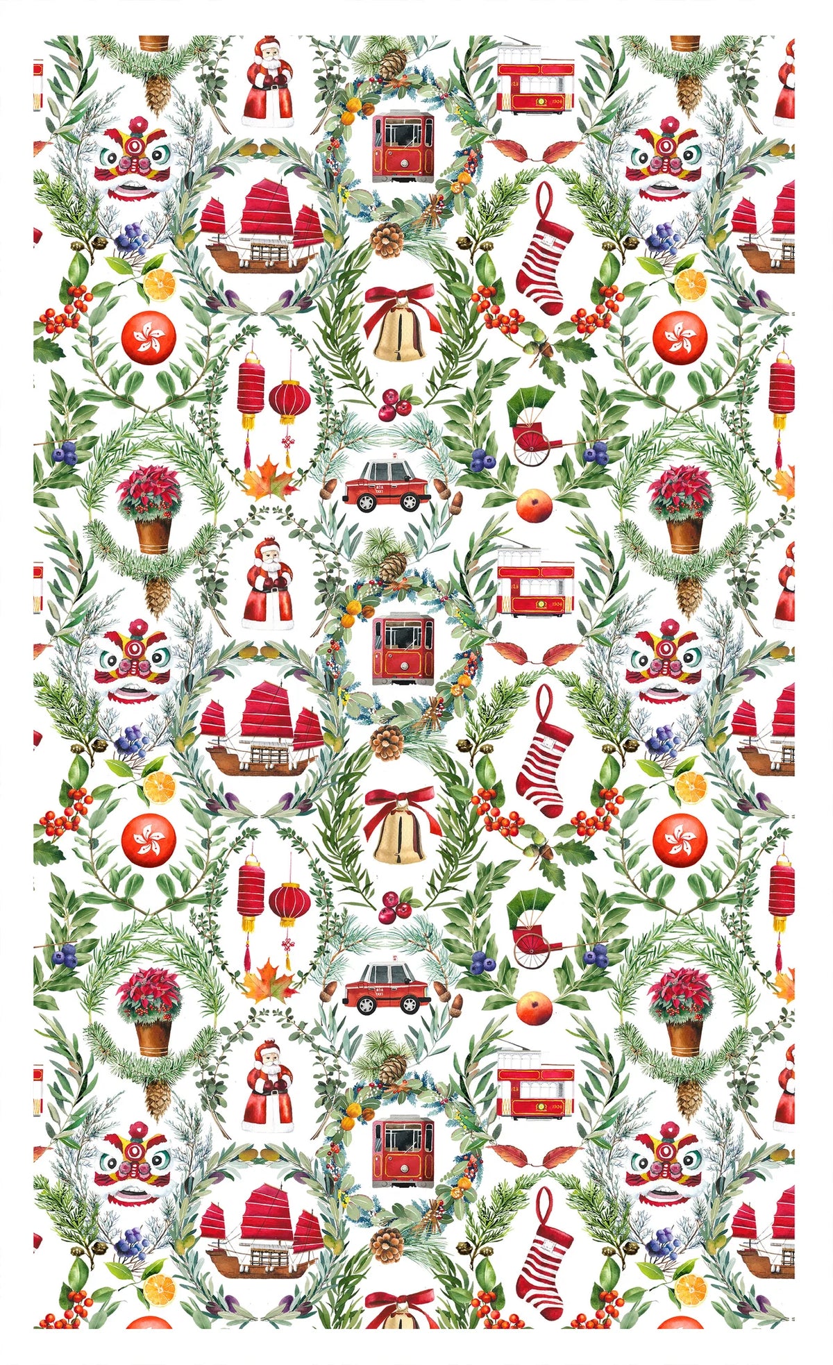 Hong Kong Christmas Icons Tea Towel
