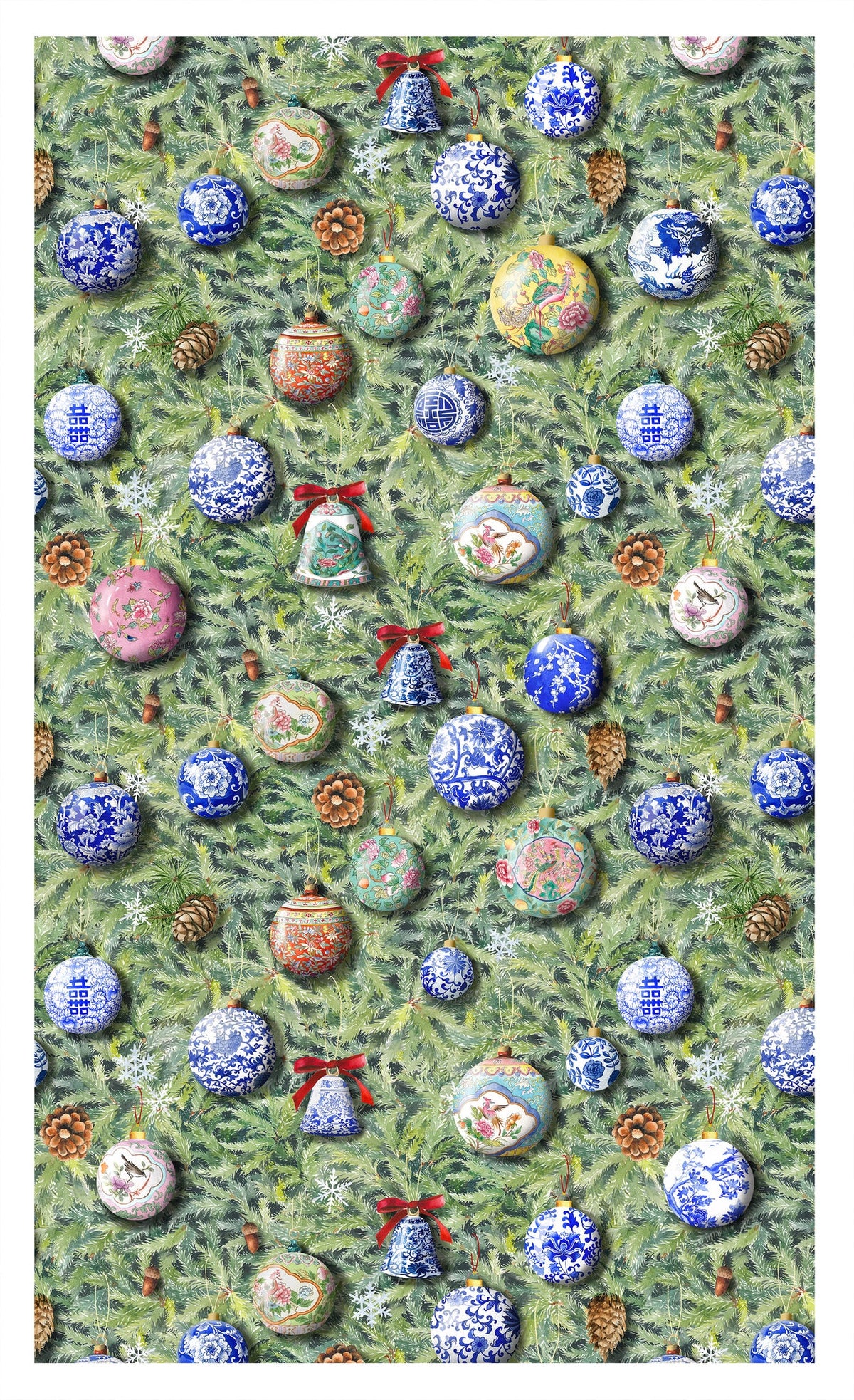 Hong Kong Oriental Christmas Ornaments Tea Towel