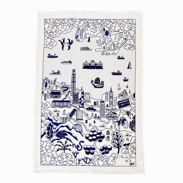 Hong Kong Willow Tea Towel Blue