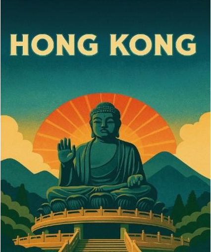Vintage Poster Style Big Buddha Ceramic Fridge Magnet | Bookazine HK