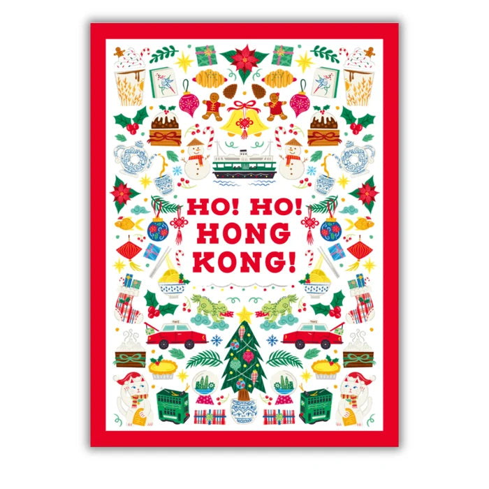 Ho Ho Hong Kong Christmas Tea Towel
