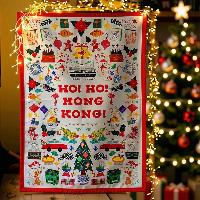 Ho Ho Hong Kong Christmas Tea Towel