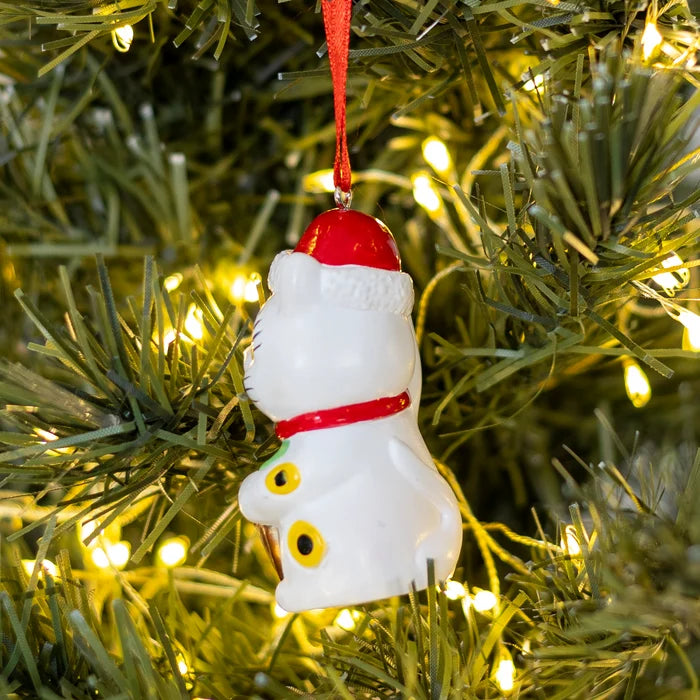 Lucky Cat Santa Ornament