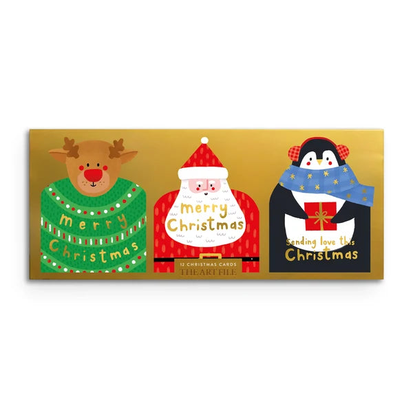 Santa &amp; Friends Set of Christmas Cards - 12 Pack