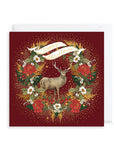 Deer & Festive Wreath - 8 Luxury Christmas Cards