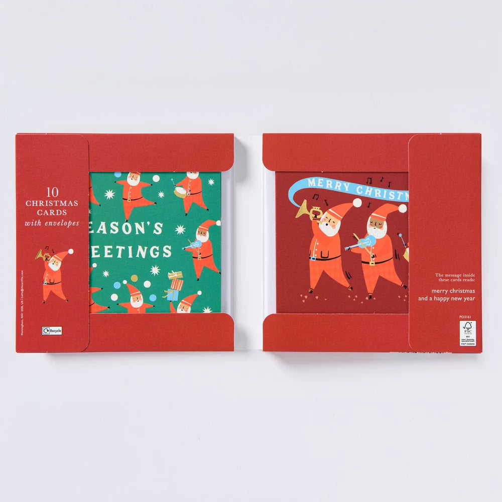 Musical Santa Christmas Card Wallet - Pack of 10