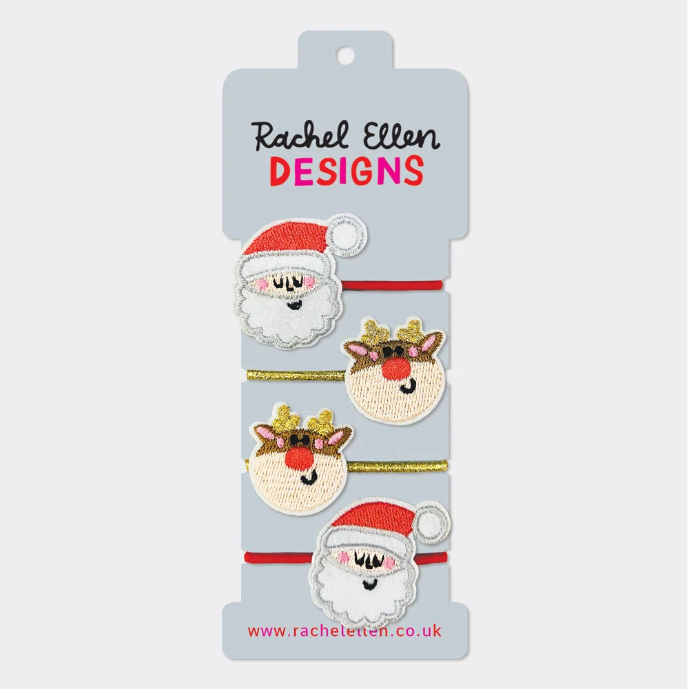 Kid's Christmas Hair Elastics - Santa &amp; Rudolph