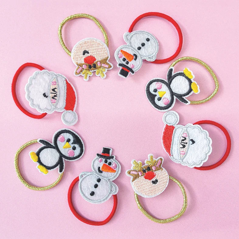 Kid's Christmas Hair Elastics - Santa &amp; Rudolph