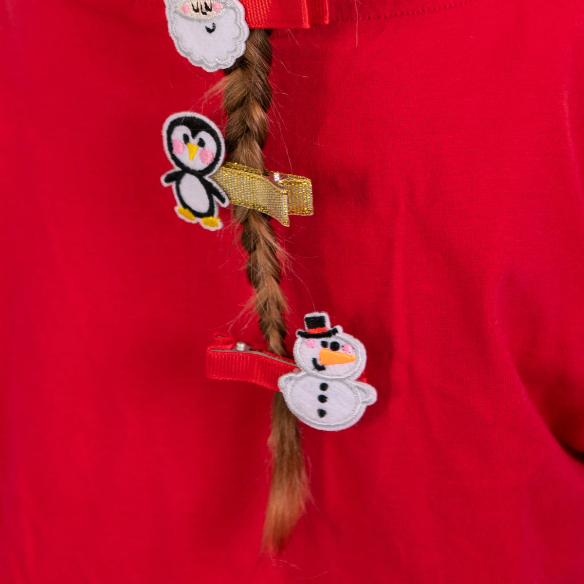Kid's Christmas Hair Clips - Penguin &amp; Snowman