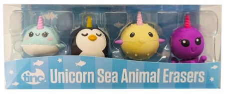 Unicorn Sea Animal Erasers Set of 4