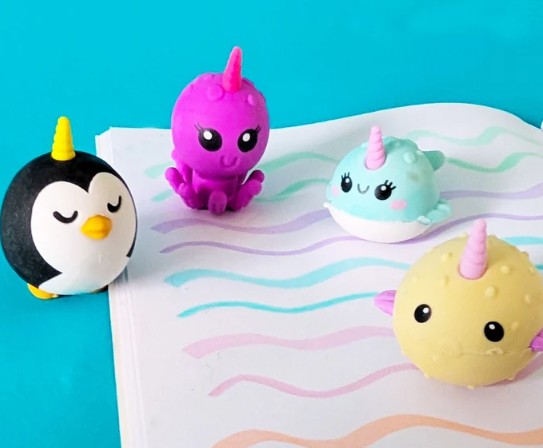 Unicorn Sea Animal Erasers Set of 4