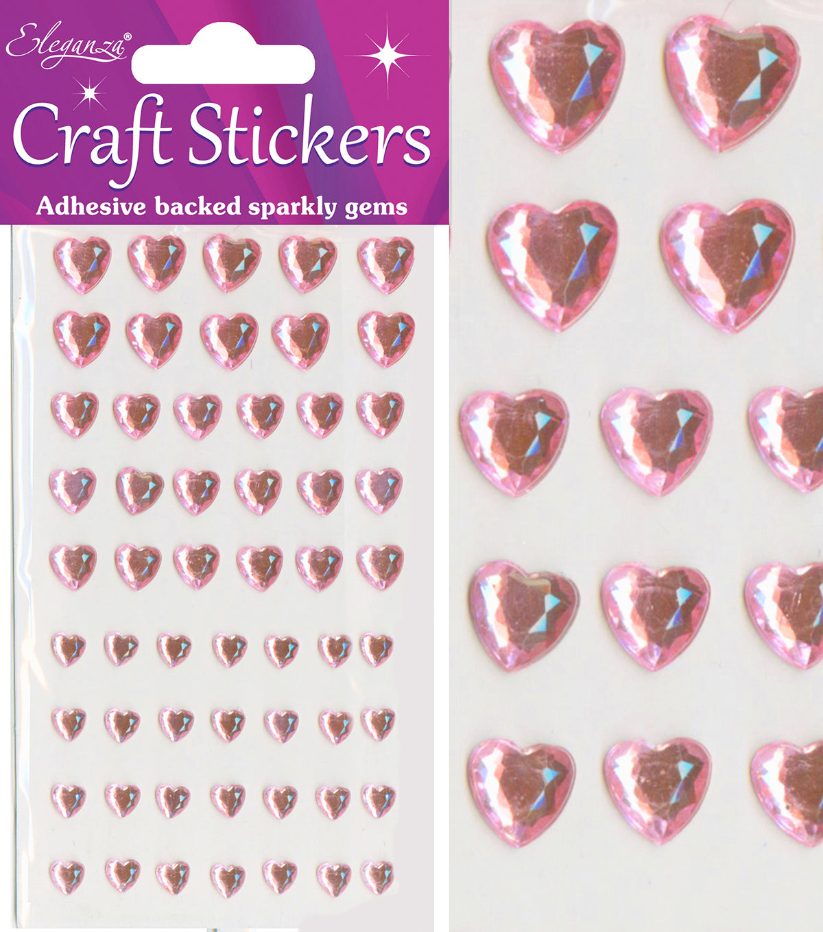 Pearl Pink Gems Mixed Hearts Craft Sticker 6mm-10mm