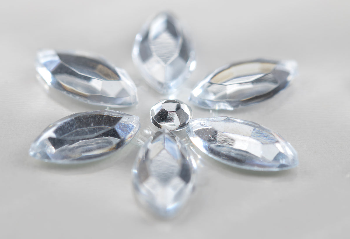 Clear/Silver Large Flower Gems Craft Sticker 20pcs
