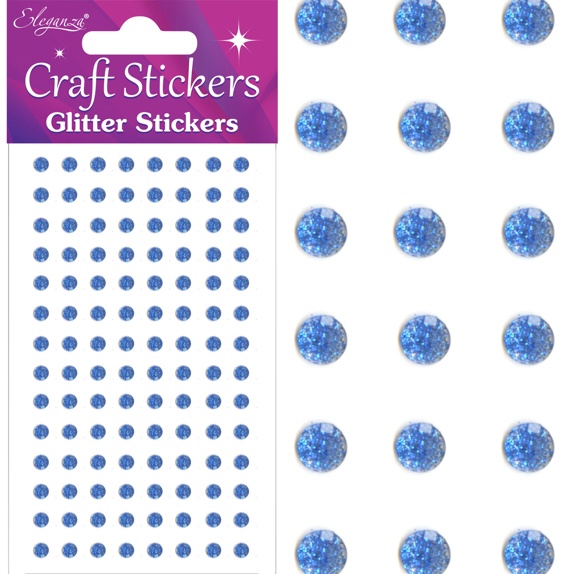 Royal Blue Glitter Gems Craft Sticker 4mm x 112pcs