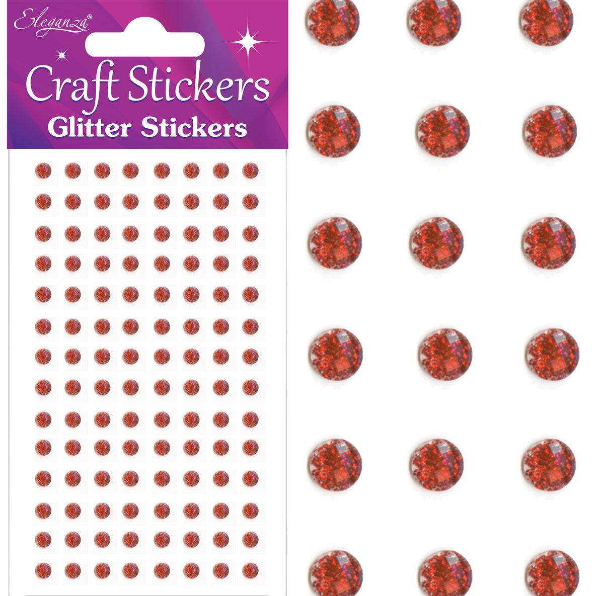 Red Glitter Gems Craft Sticker 4mm x 112pcs