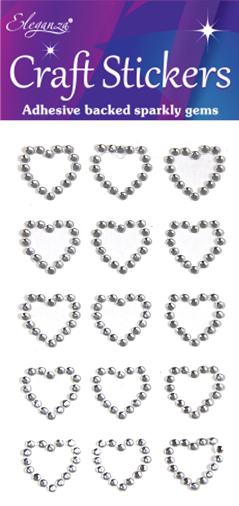 Silver Open Heart Craft Sticker 15pcs