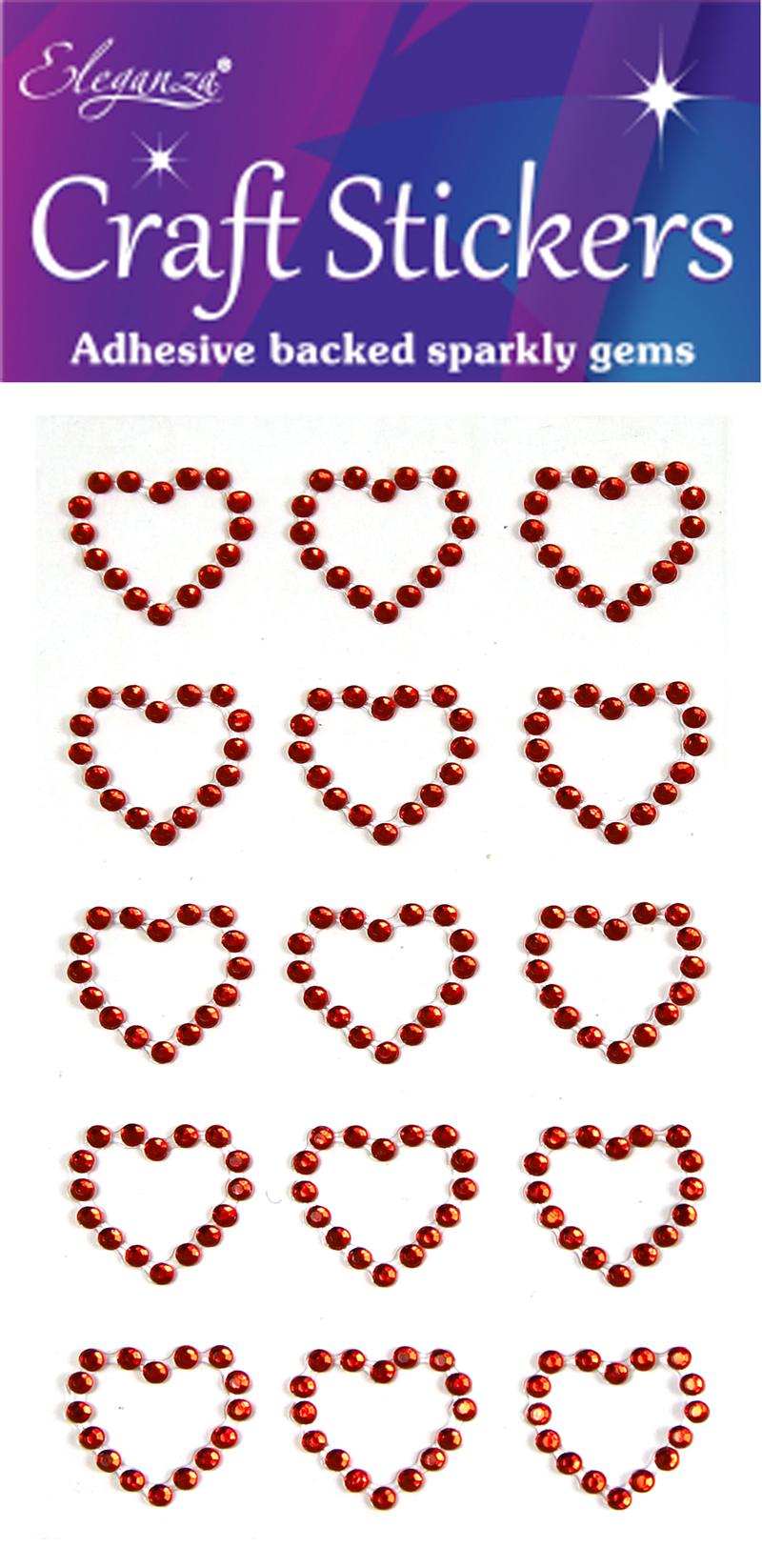 Red Open Heart Craft Sticker 15pcs