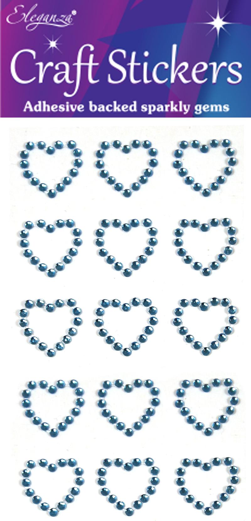 Light Blue Open Heart Craft Stickers 15pcs