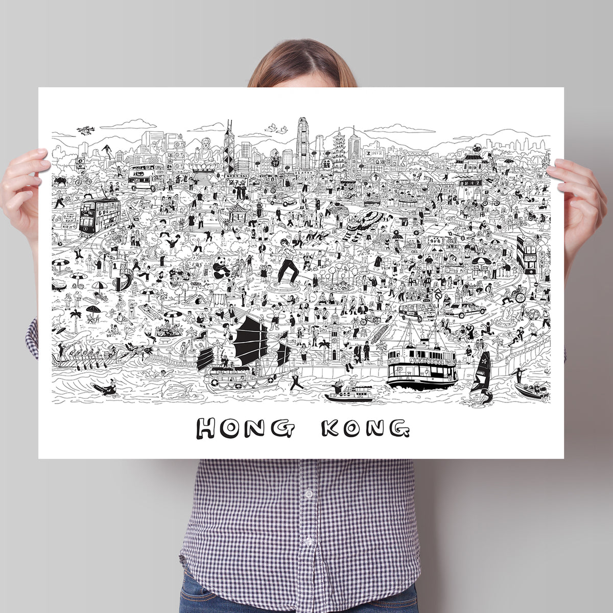Where's Wally Style Hong Kong Tea Towel