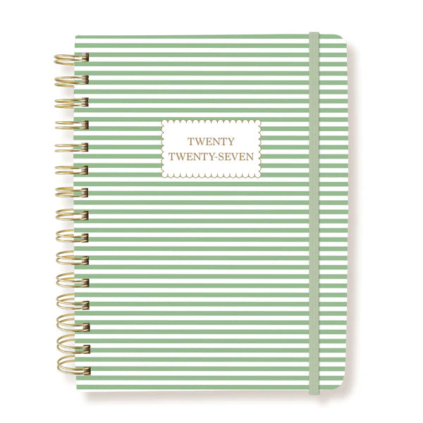 Green Stripes Hardcover Spiral Planner 2027