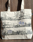 Embroidered Tote Bag - Hong Kong Skyline (Canvas) | Bookazine HK