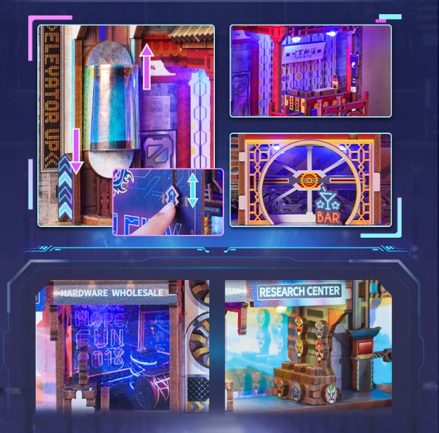 Cyber City 3D Wooden Puzzle Book Nook Kit | Bookazine HK