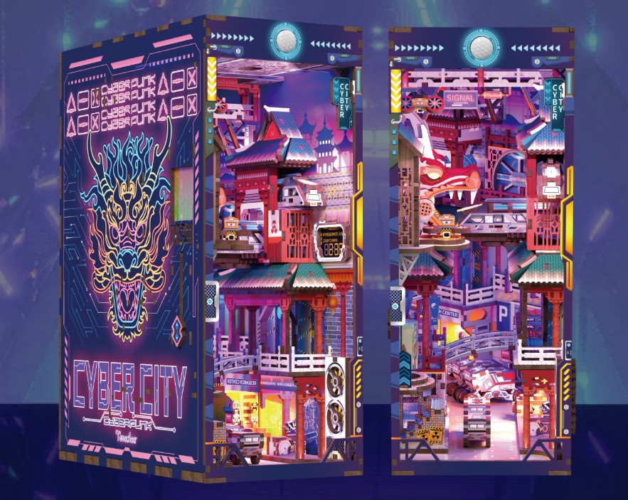 Cyber City 3D Wooden Puzzle Book Nook Kit | Bookazine HK